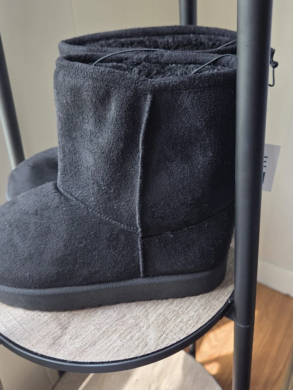 Black Faux Suede Winter Boots Faux Fur Lined Youth Size 13-1 New with Tags